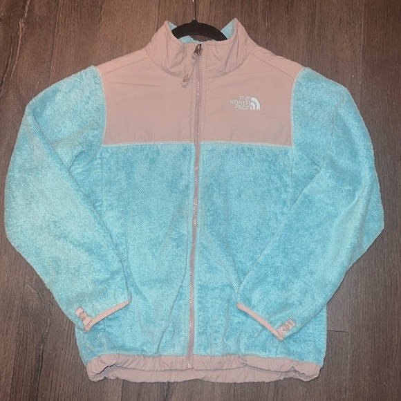 The North Face Girls Denali Zip Up Fleece Turquoise/Grey Jacket Size Large 14/16 - Picture 2 of 11